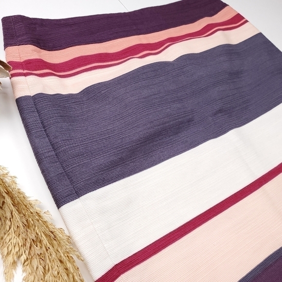 Loft Purple Pink Cream Bold Stripe Skirt Sz 2p - Picture 7 of 8